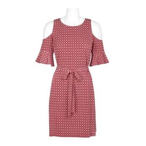 Donna Morgan Shoulderless Dress Flared Sleeve w/ belt